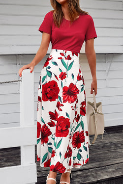 floral red maxi dress