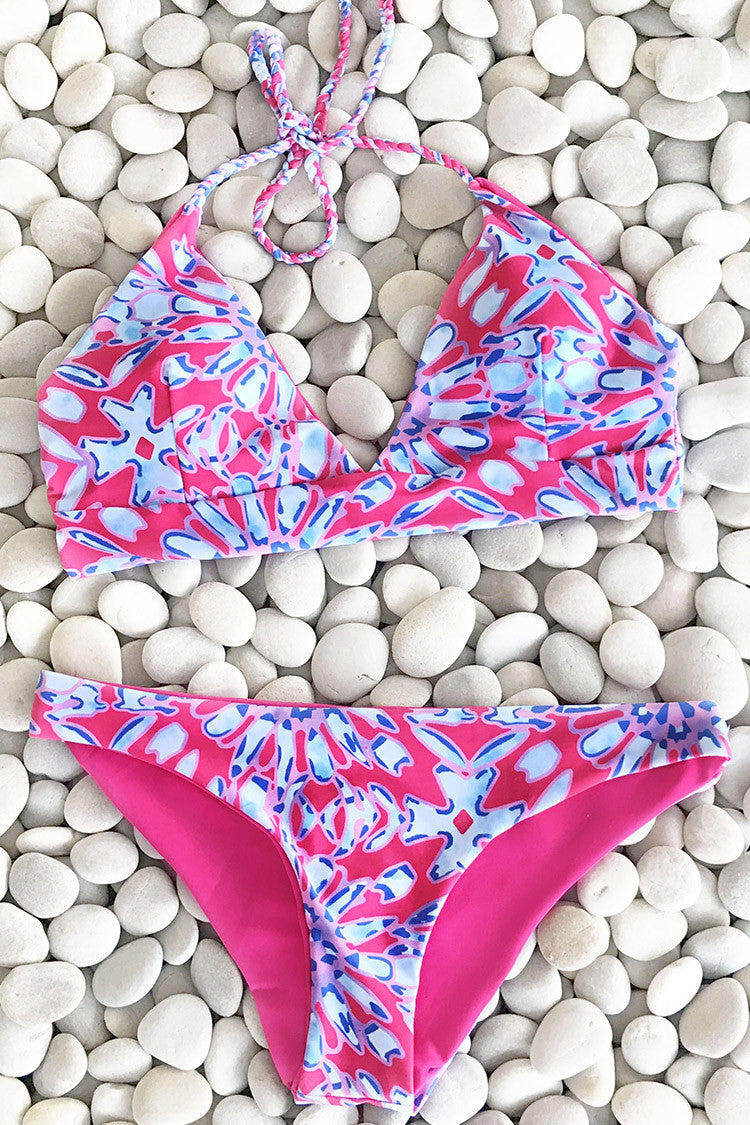 Pink Romance Halter Bikini Set