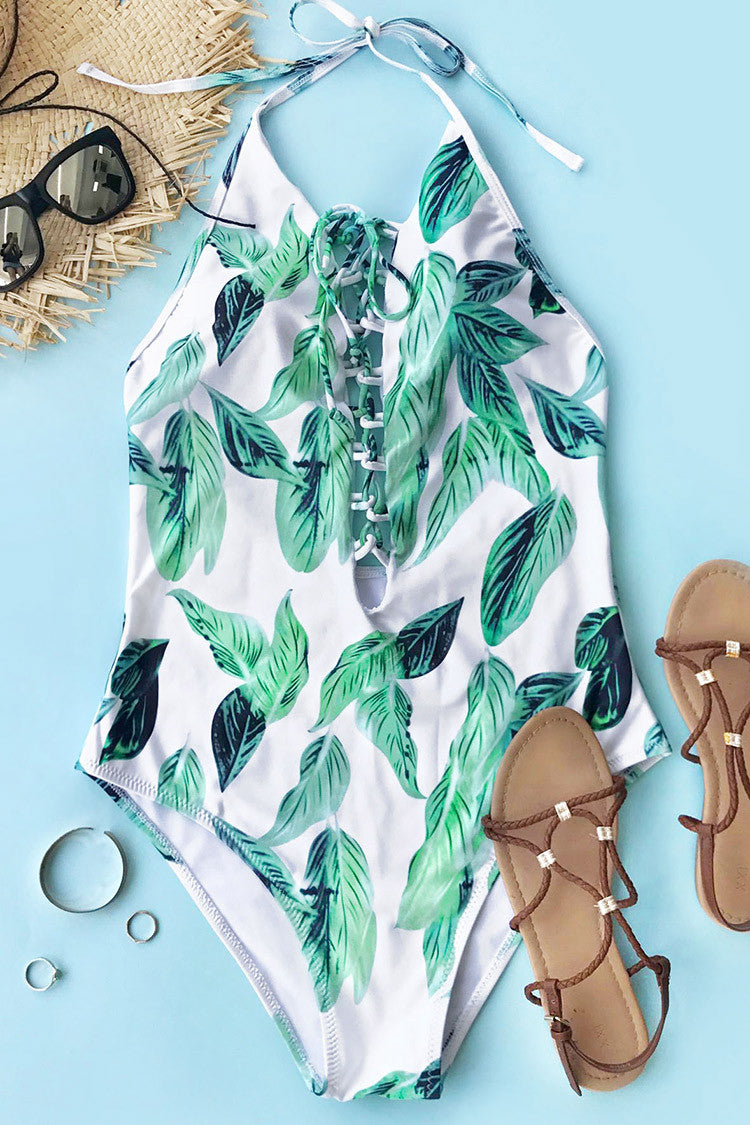 Cupshe Transparent Green Leaf One-piece Swimsuit