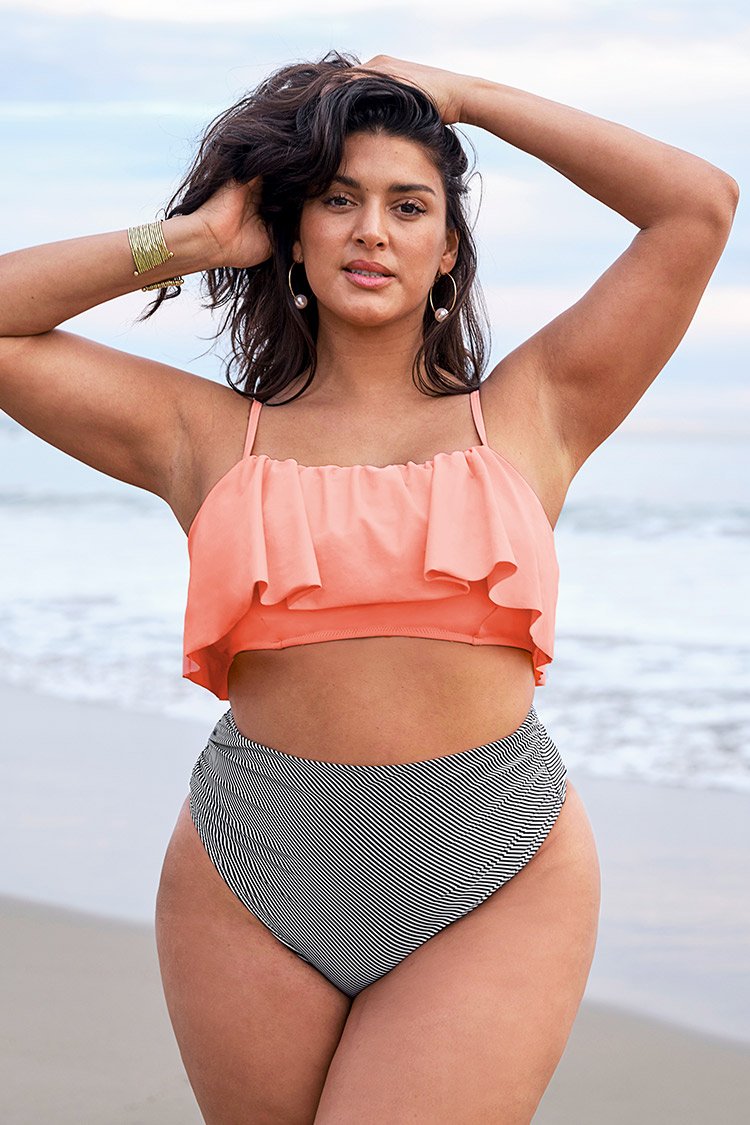 pink plus size bathing suit