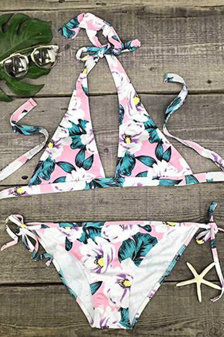 Whats Up Hello Blooming Halter Bikini Set