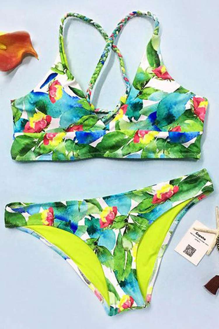 Cupshe Oil Painting Floral Bikini Set