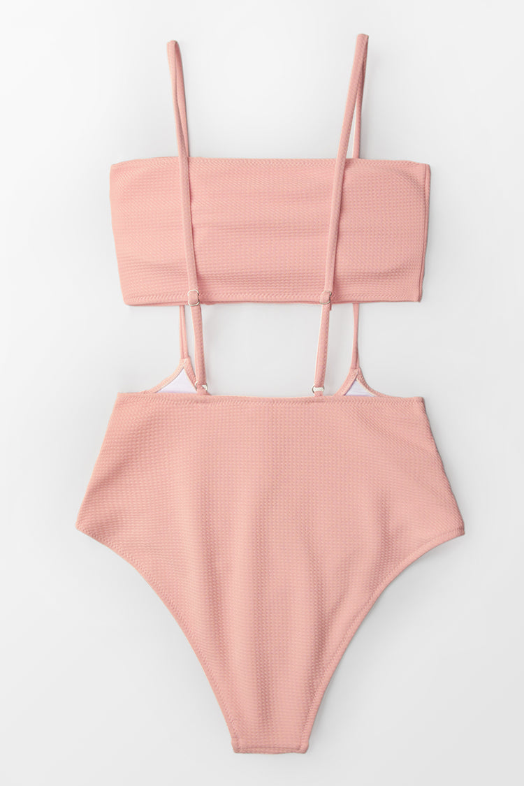 cupshe pink peplum and striped bikini