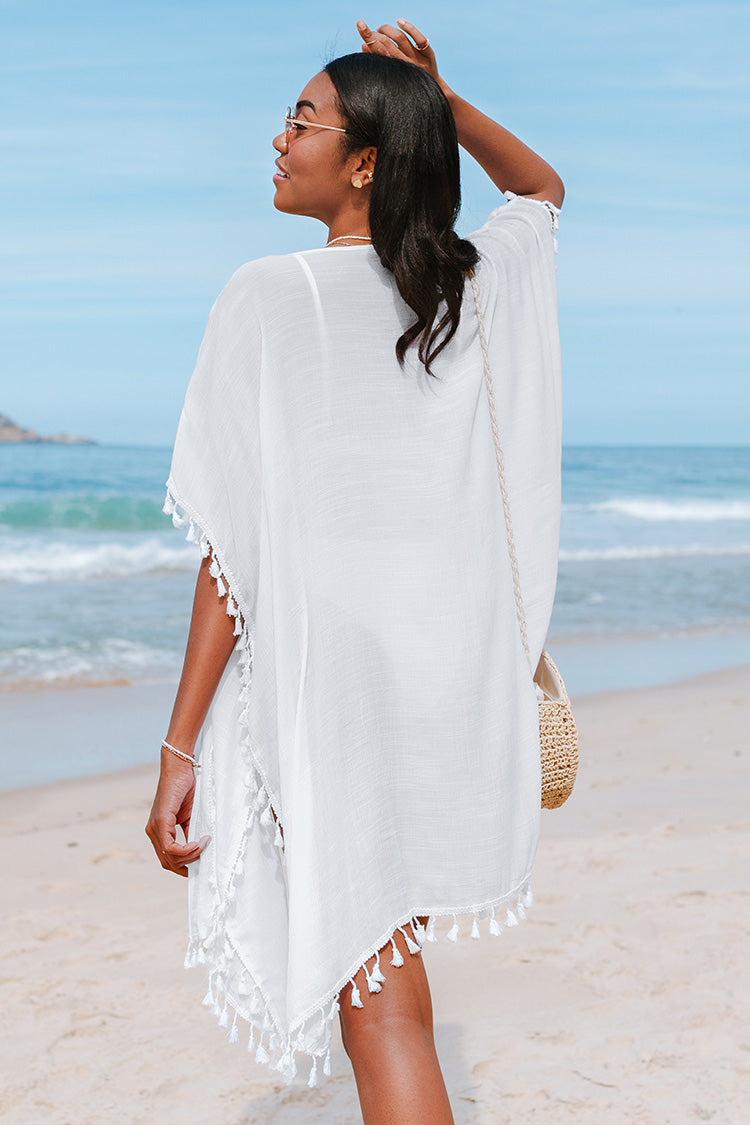 Rosemary Tassel Trim Split Kimono