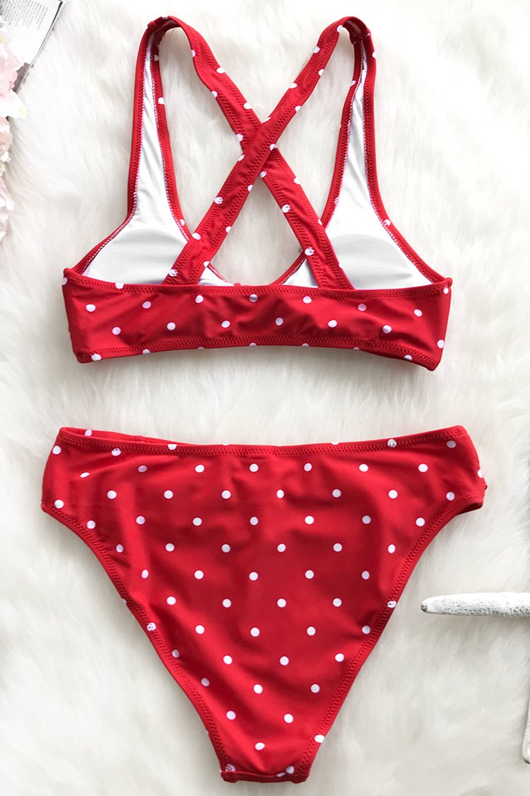 knotted scoop red polka dot bikini