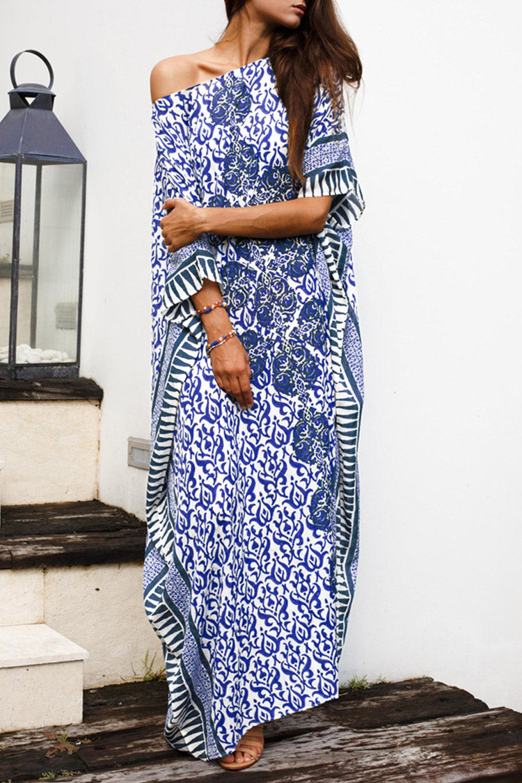 blue and white caftan