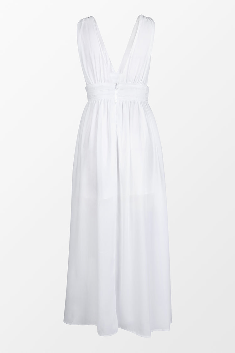 Mckenzie White Backless Split Maxi Dress