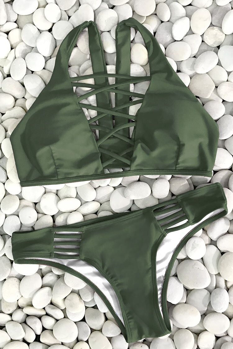 Olive Leaf Cross Bikini Set