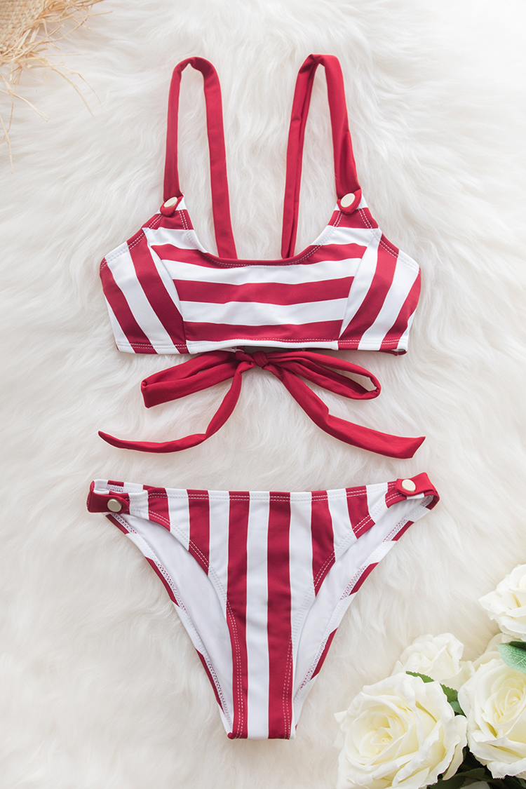 red and white striped bathing suit