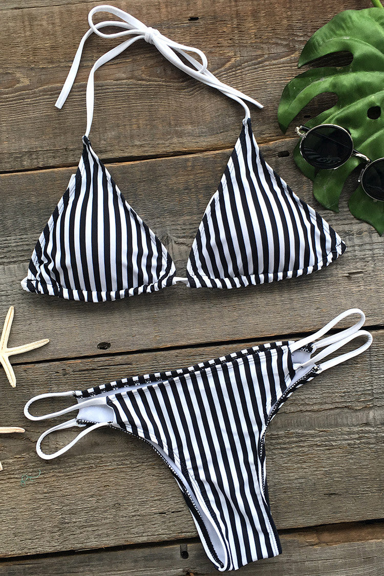 Cupshe Neat as a Prinstripe Halter Bikini Set