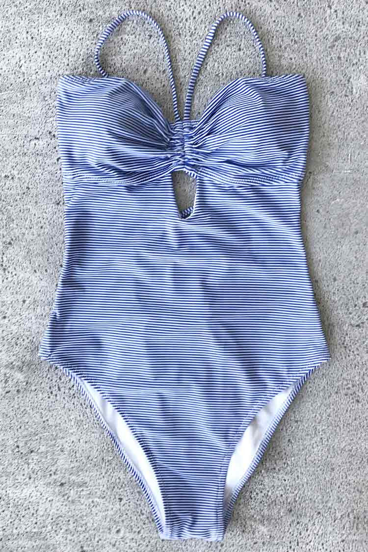 Cupshe So Breezy Stripe Lace Up One-piece Swimsuit