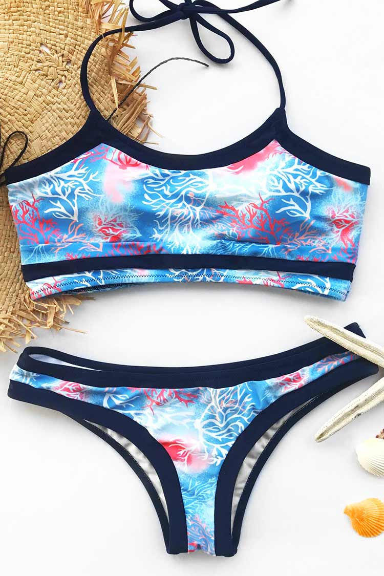 Cupshe Coral Sea Halter Bikini Set