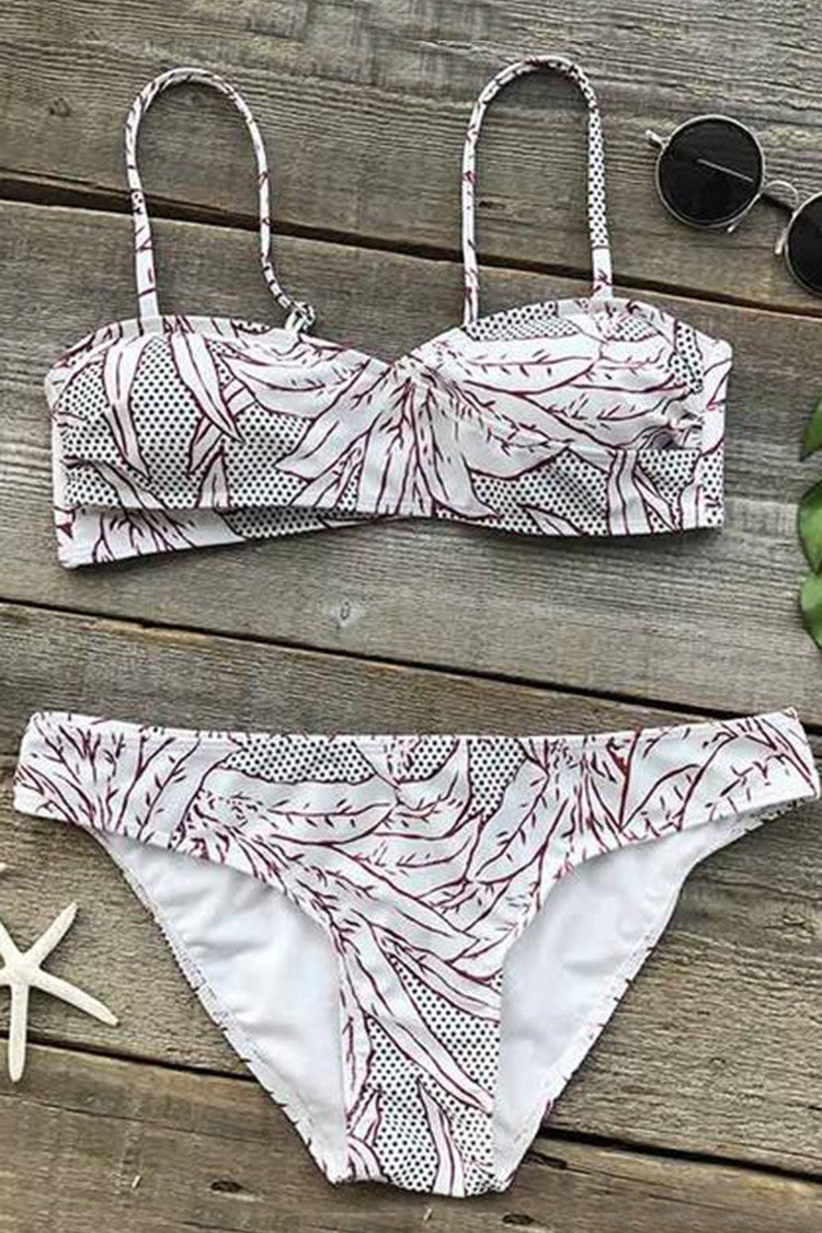 Cupshe Red Leaves Cross Bikini Set