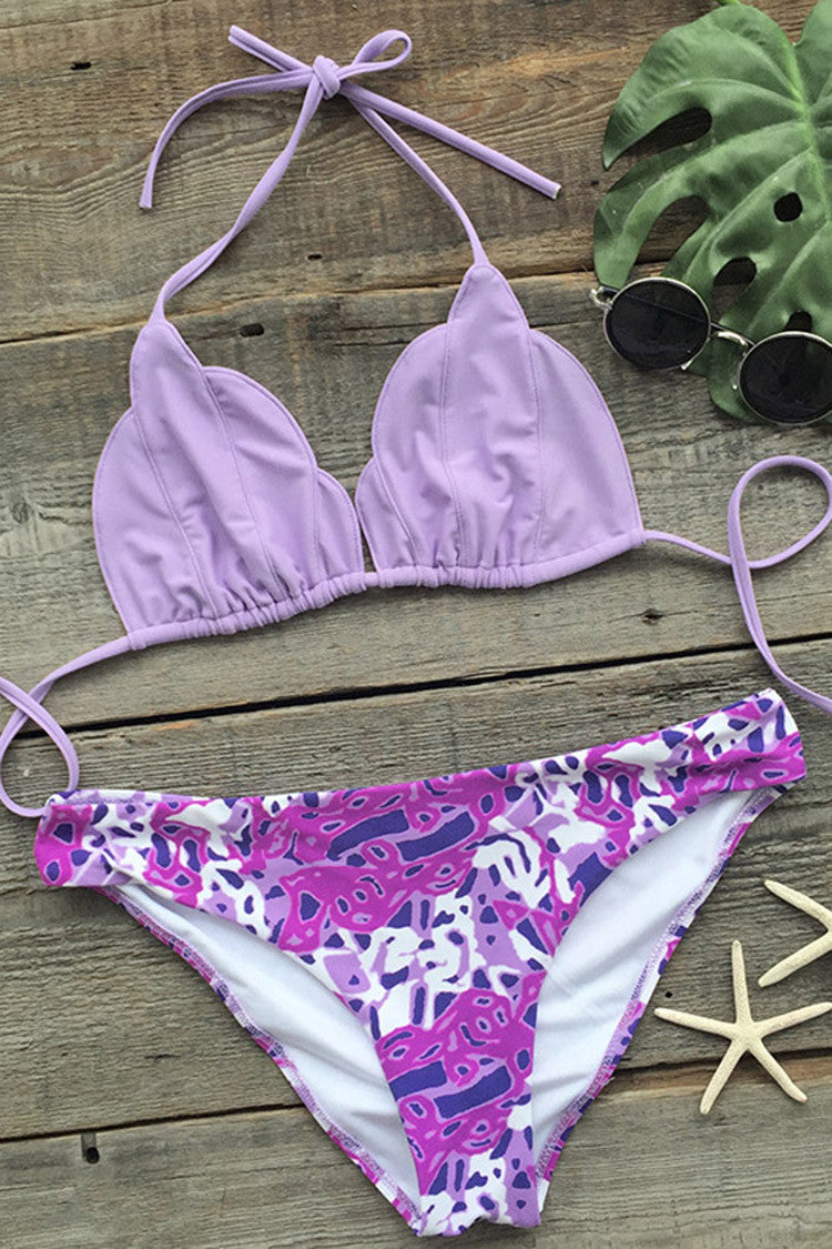 Make Your Point Printing Halter Bikini Set