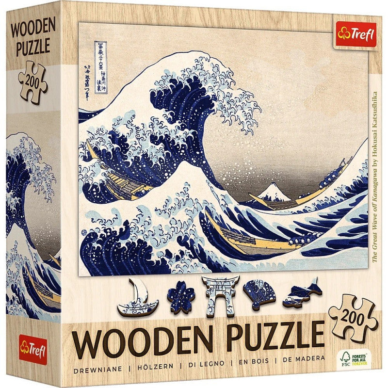 Puzzle drewniane  Wielka Fala w Kanagawie Hokusai Katsushika