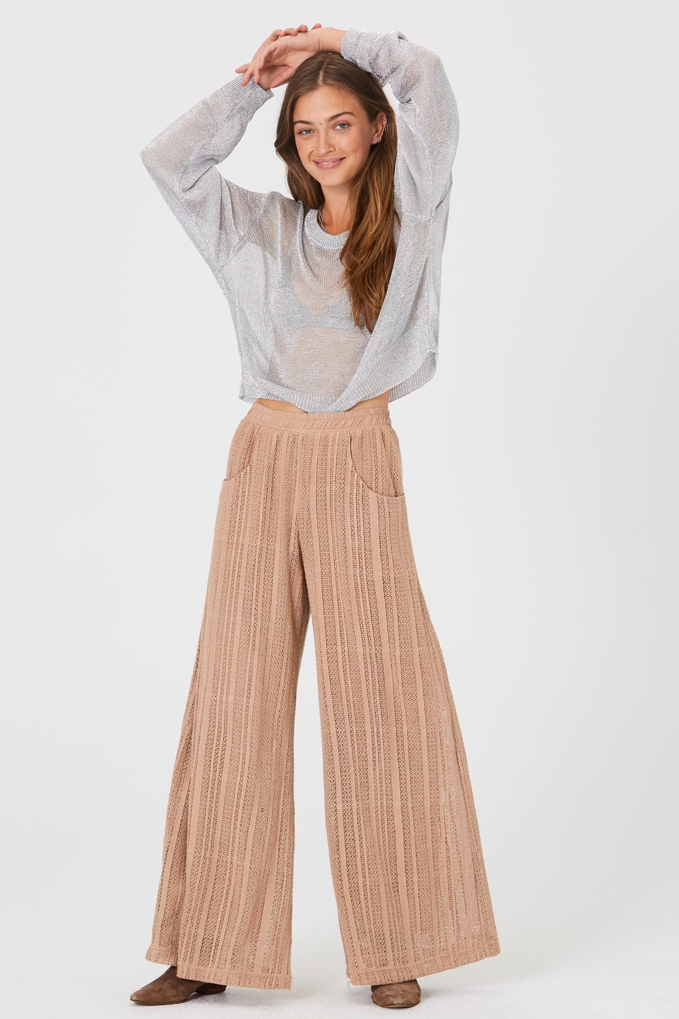 High Waist Lamé Wide Leg Pant – Nightcap Clothing