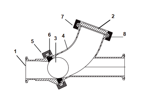 Sanitary Y-Ball Check Valve Drawing