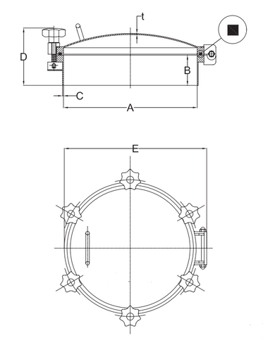 EAGLE™ Round Pressure Hygienic Manway 7022 Drawing