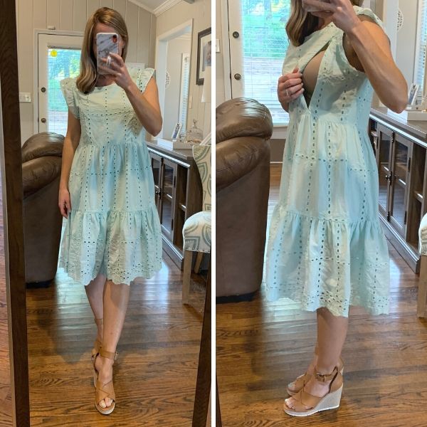 eyelet nursing dress for spring