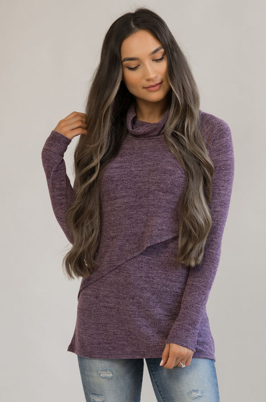 Asymmetrical Purple Nursing Sweater – Nursing Queen