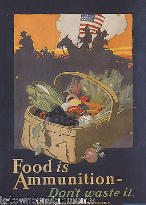 Food Is Ammunition War Propaganda Vintage Wwi Graphic Art Poster