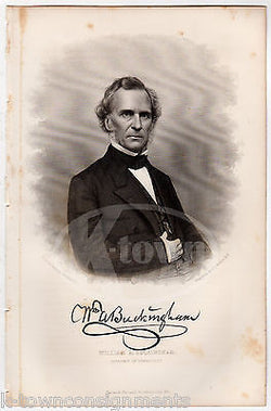 WILLIAM BUCKINGHAM CONNECTICUT GOVERNOR ANTIQUE GRAPHIC ENGRAVING PRINT 1863 - K-townConsignments