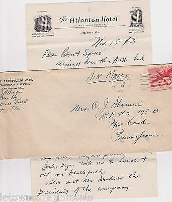 The Atlantan Yon Hotel Atlanta Georgia Vintage WWII Advertising Letter ...