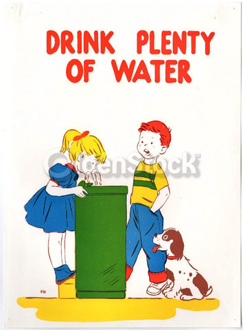 Little Boy Girl Dog At School Vintage Hygiene Health Education