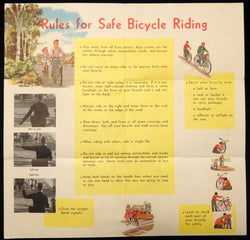 Bicycle Safety Rules Vintage Graphic Illustrated School Educational Poster