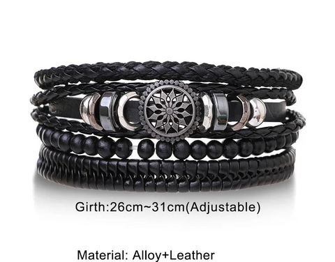 Braided Wrap Leather Bracelets for Men