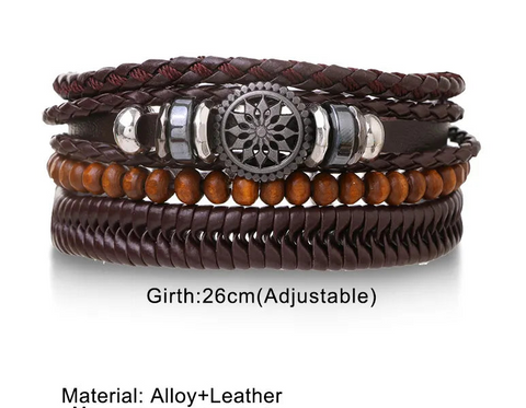 Braided Wrap Leather Bracelets for Men