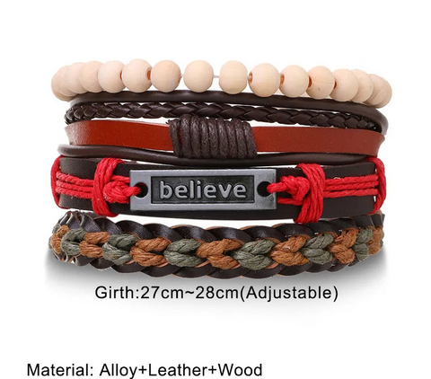 Braided Wrap Leather Bracelets for Men