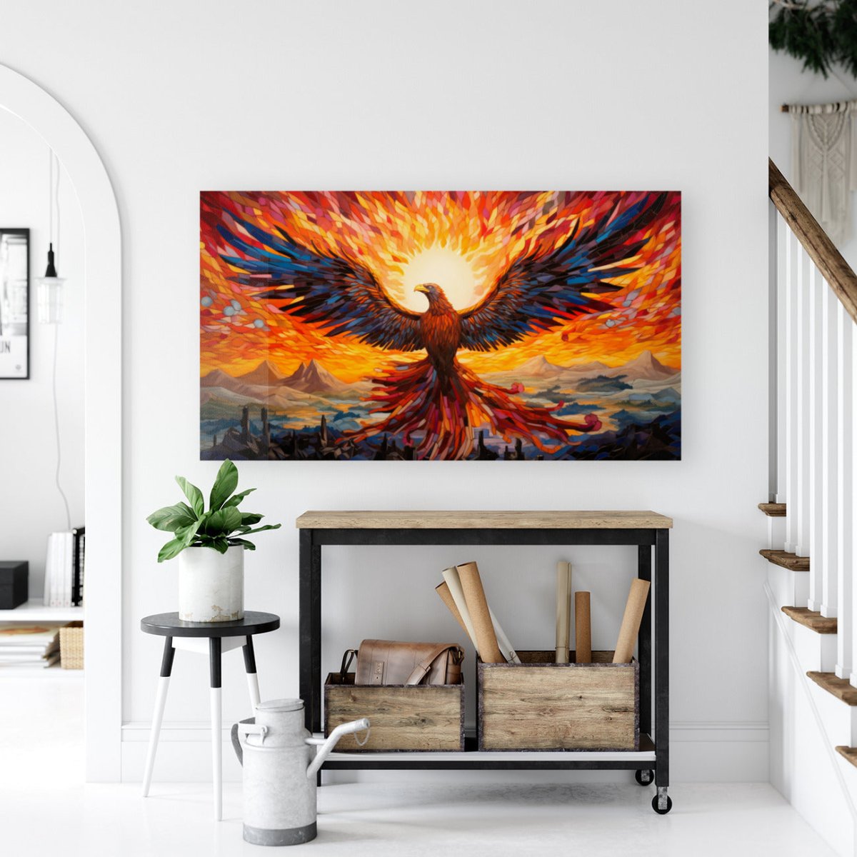 Large Wall Art - Flameborn Rebirth: Phoenix Radiance