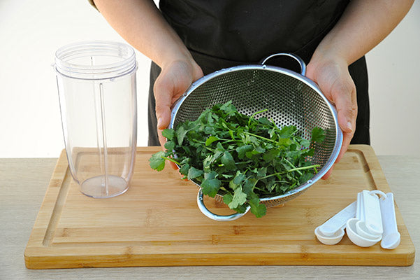 Step 1 - Wash coriander and mint
