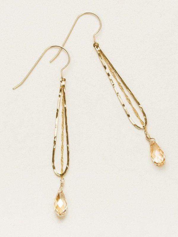 Celestine Earring Gold & Champagne Drop