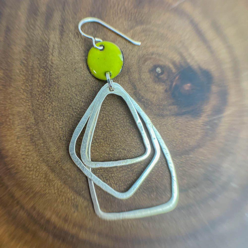 Geometric Drop Enamel Earring Lime