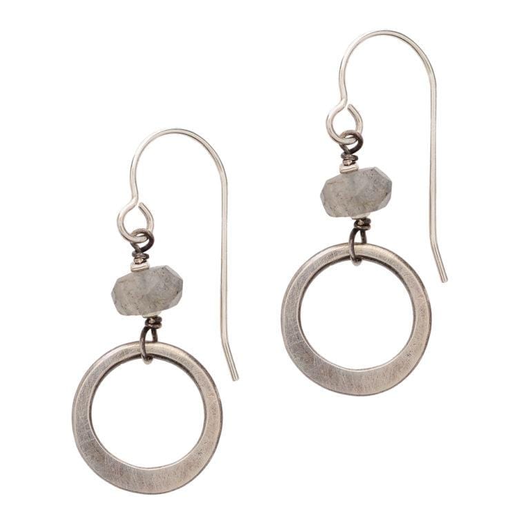 Labradorite Chunky Circle Drop Earrings