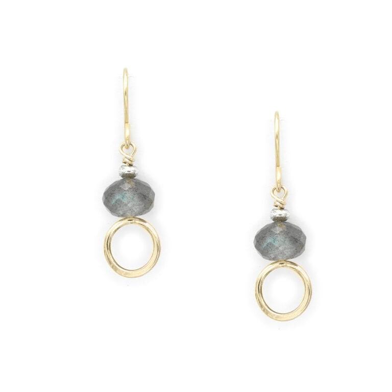 Labradorite Circle Drop Earrings