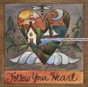 Sticks Wall Art My Heart's at the Lake 9" x 9" Plaque