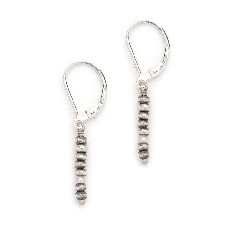 Pearl & Silver Beaded Drop Earrings