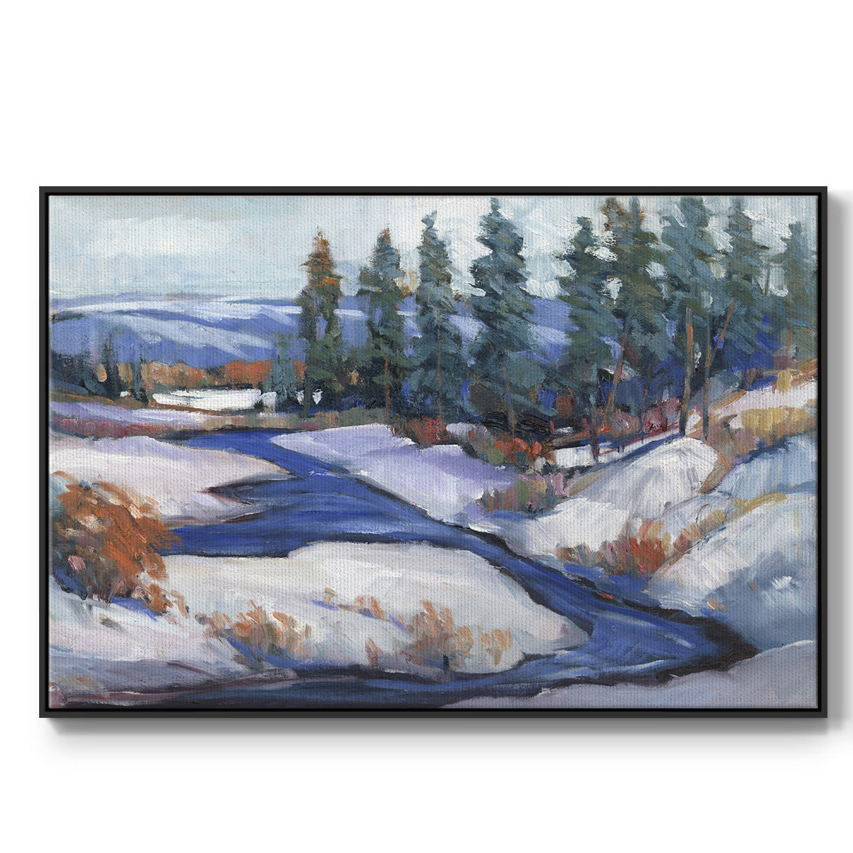 First Snow I - Framed Gallery Wrapped Canvas L Frame - Ready to Hang