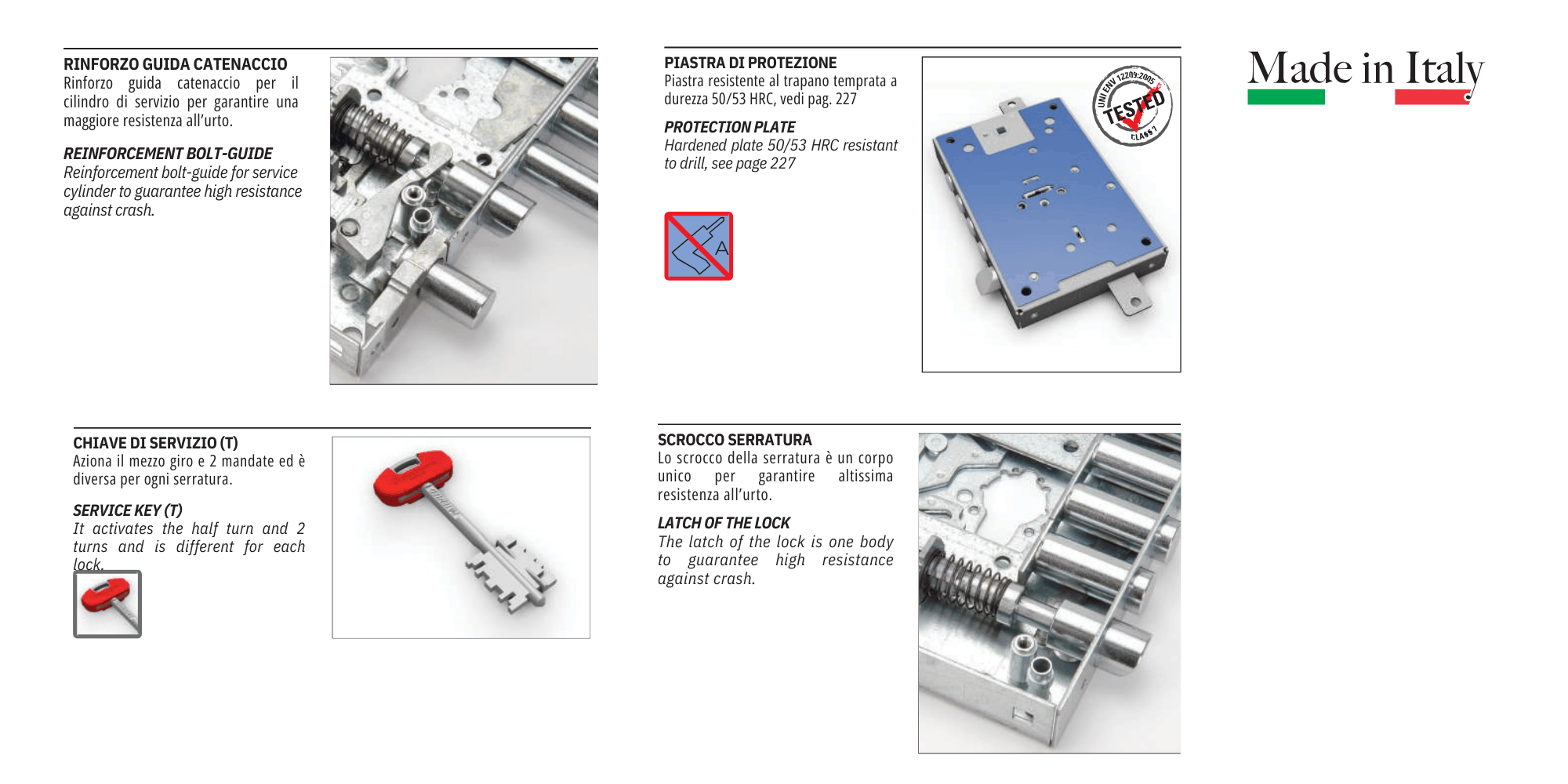 features serrature blindate serie 250