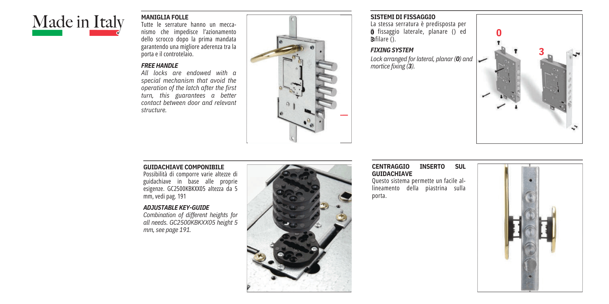 features serrature blindate serie 250