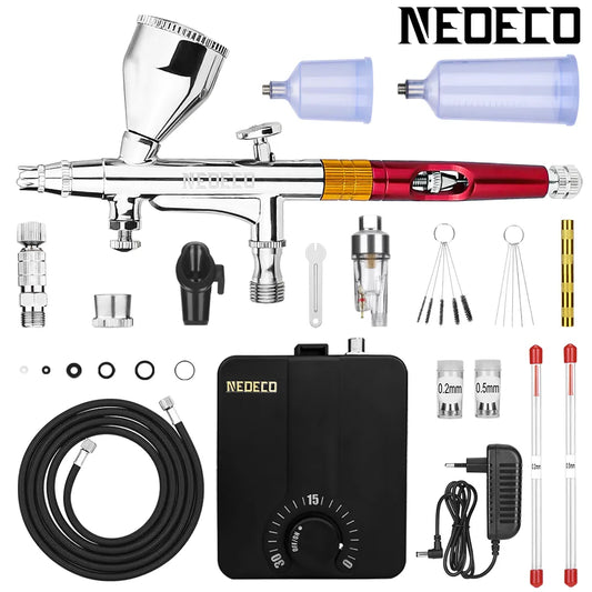 Professional Airbrush Kit With Air Compressor Dual-Action Hobby