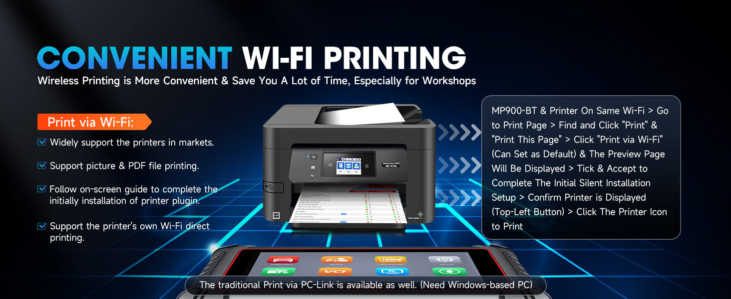 Autel MaxiPRO MP900BT Scanner Wifi Print