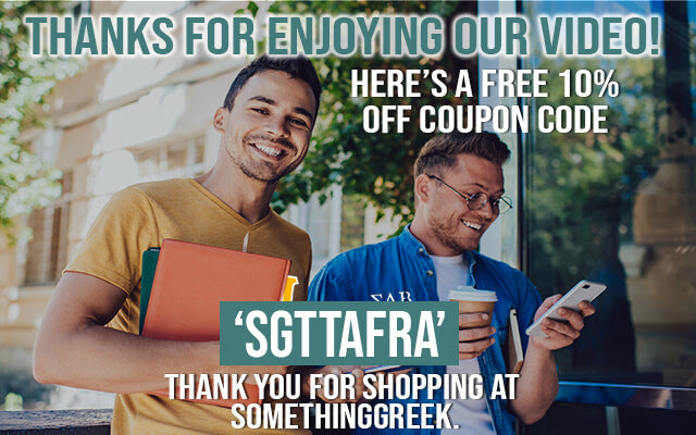 Thanks for enjoying our video! Here's a FREE 10% OFF coupon code: SGTTAFRA. Thank you for shopping at SomethingGreek.