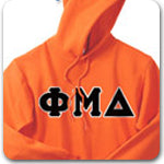 Phi Mu Delta Fraternity lettered Greek apparel