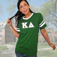 Kappa Delta Striped Tee with Twill Letters - Augusta 360 - TWILL