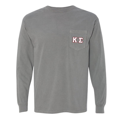 Comfort Colors Custom Printed Fraternity Long Sleeve T Shirt With Pock