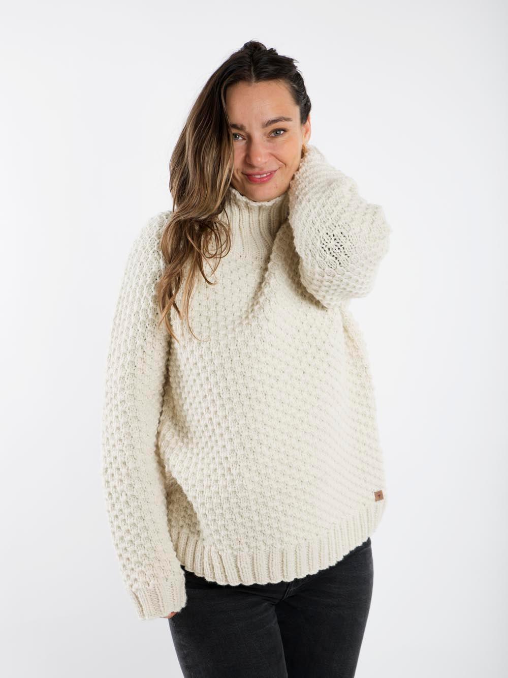 Se Butterfly Sweater High Neck - Fuza Wool - White hos Fuza Wool